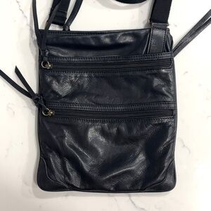 Maurizio Taiuti Black Leather Crossbody Shoulder Bag Italy Boho Minimalist